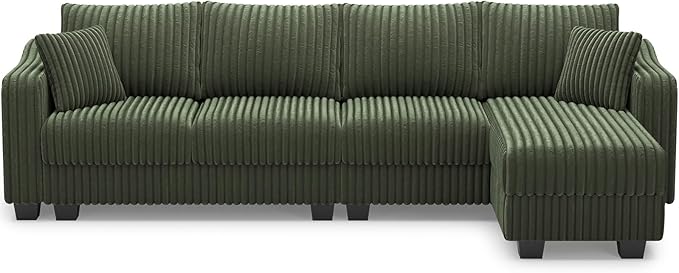 Belffin Sectional Couch with L-Shape Chaise L Shaped Couch with Ottoman - Image 8