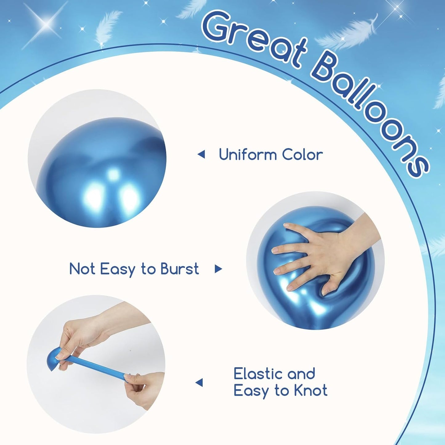 60pcs Blue and White Balloons 12inch with Pastel Pearl Light Blue Confetti White Balloons for Bridal Baby Shower Wedding Birthday Party Decorations