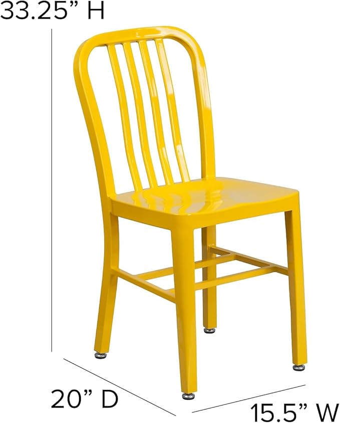 Flash Furniture Commercial Grade Yellow Metal Indoor-Outdoor Chair - Image 3