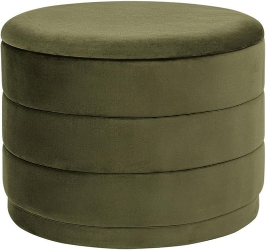 23" Upholstered Round Velvet Ottoman by CAIPINFUL