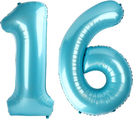 Pearl Blue 16 Number Balloon