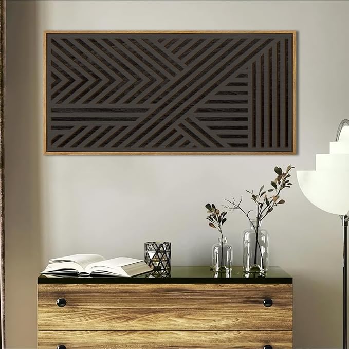 IARTTOP Extra Large Wood Black Wall Art 20x40 Inch Framed Abstract Geometric - Image 8