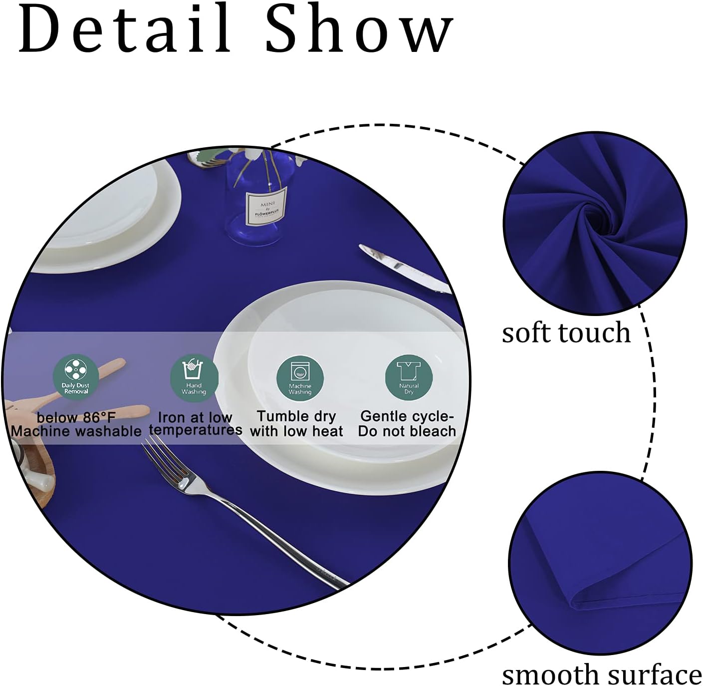 Fitable Rectangle Tablecloth Stain and Wrinkle Resistant Washable Polyester Table Cloth for Buffet Parties and Camping (54x78 inch, Sapphire)