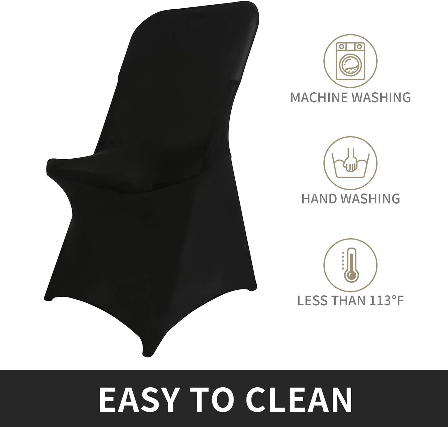 Peomeise Stretch Spandex Folding Chair Cover for Wedding Party Dining Banquet Event (Black,25pcs)