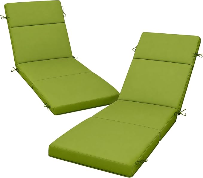 2 Pcs Outdoor Chaise Lounge Cushion 72" x 21" x 3", 4-Section Folding Patio by VOGVOG