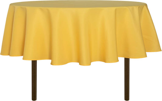 sancua Round Tablecloth - 70 Inch - Water Resistant Spill Proof Washable Polyester Table Cloth Decorative Fabric Table Cover for Dining Tables, Buffet Parties and Camping, Yellow