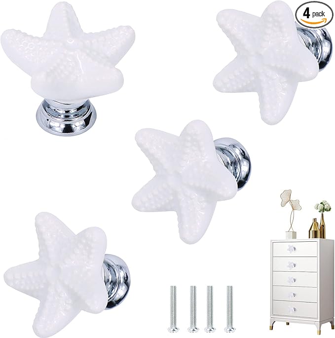 Starfish Drawer Knobs Coastal Kitchen Cabinet Knos Beach Themeb Knob Ceramic by Brosay