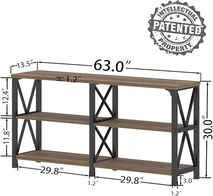 LVB Wood Console Table, Long Metal Entryway Table Behind Couch, Large Narrow 3 - Image 2
