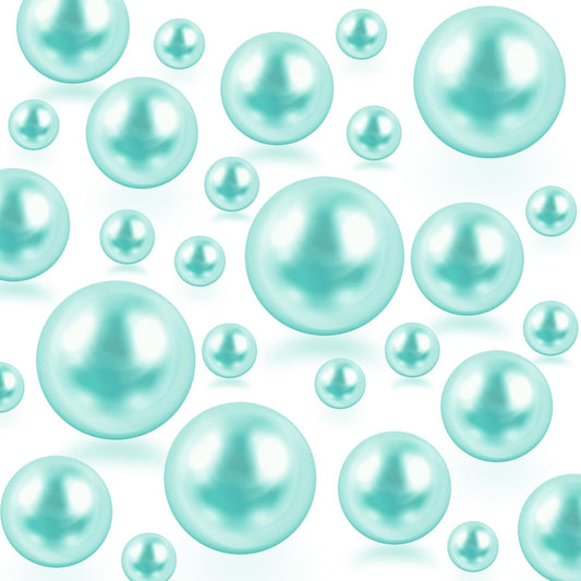 150Pcs Lake Blue Polished No Hole Faux Pearl Beads for Vase Filling Decorations, Plastic Pearls Vase Fillers, Table Scatters, Wedding Centerpiece, Home Decor, 8/14/20 mm
