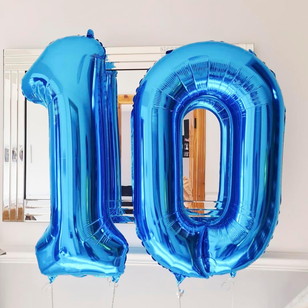 Blue 0 Balloon Number,40 Inch Number 0 Balloon Big Blue 0 Foil Mylar Helium Balloon for Birthday Party Decorations