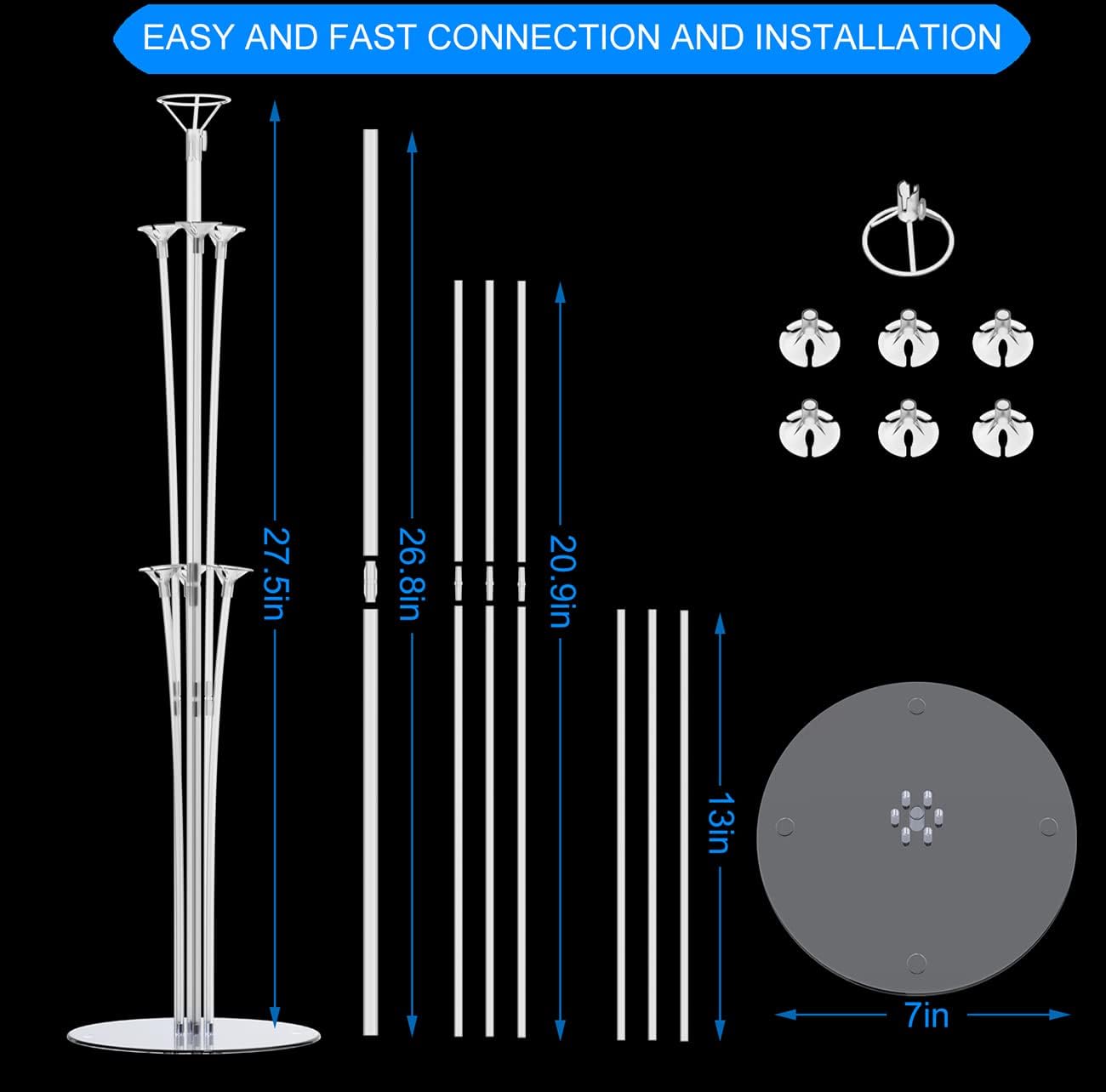 LANGXUN 4 Pack 28" Height Table Balloon Stand Kit for Birthday Party Wedding Decorations, Balloons Arch Kit for Graduation Party and Christmas Balloon Decorations