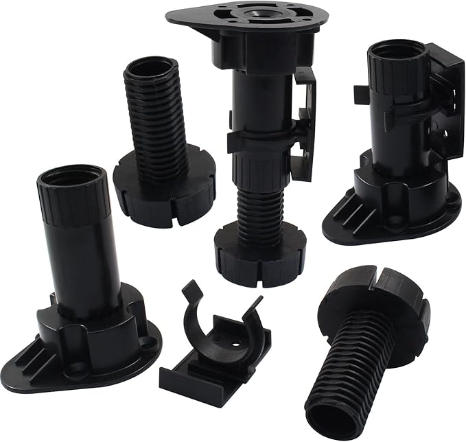 Jiozermi 12 Pack Black Plastic Cabinet Legs, Adjustable Furniture Feet - Image 3