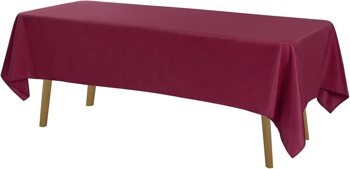 Rectangle Tablecloth 60x120 inch Washable Polyester Fabric Table Cloth for Wedding Party Dining Banquet Decoration（60x120, Burgundy）