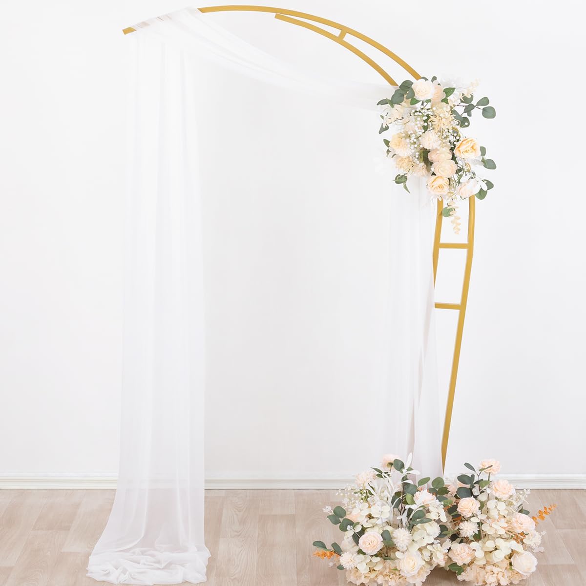 Socomi White Sheer Wedding Arch Draping Fabric 29" x 20Ft 1 Panel Outdoor Curtain Drapes Extra Long for Bridal Baby Shower Ceremony Birthday Party Decor