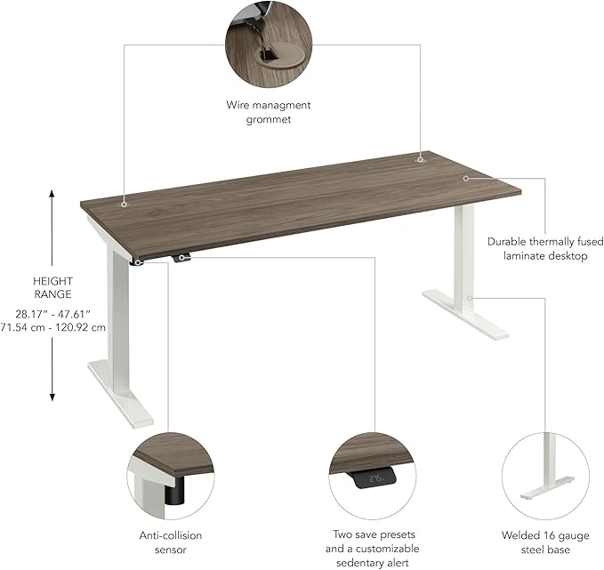 Bush Business Furniture 72-inch Electric Height Adjustable Standing Desk - Image 7