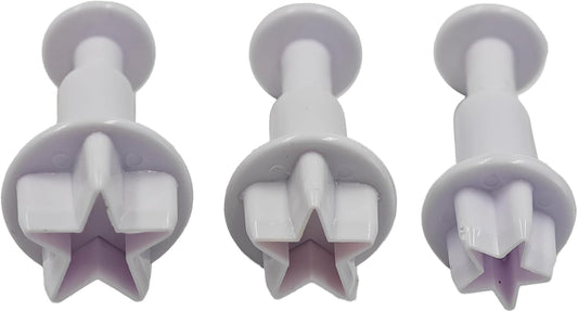 pson 3Pcs Plunger Cookie Cutter Set, Mini Plastic Biscuit Molds for Cake Decorating, Baking, Fondant, and DIY Crafts(Star)