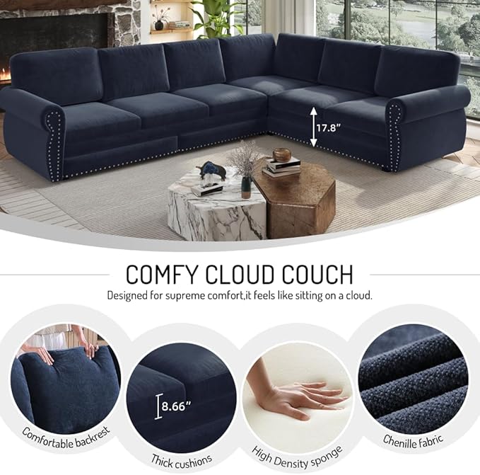 118" L-Shaped Sleeper Couch Bed - Image 6