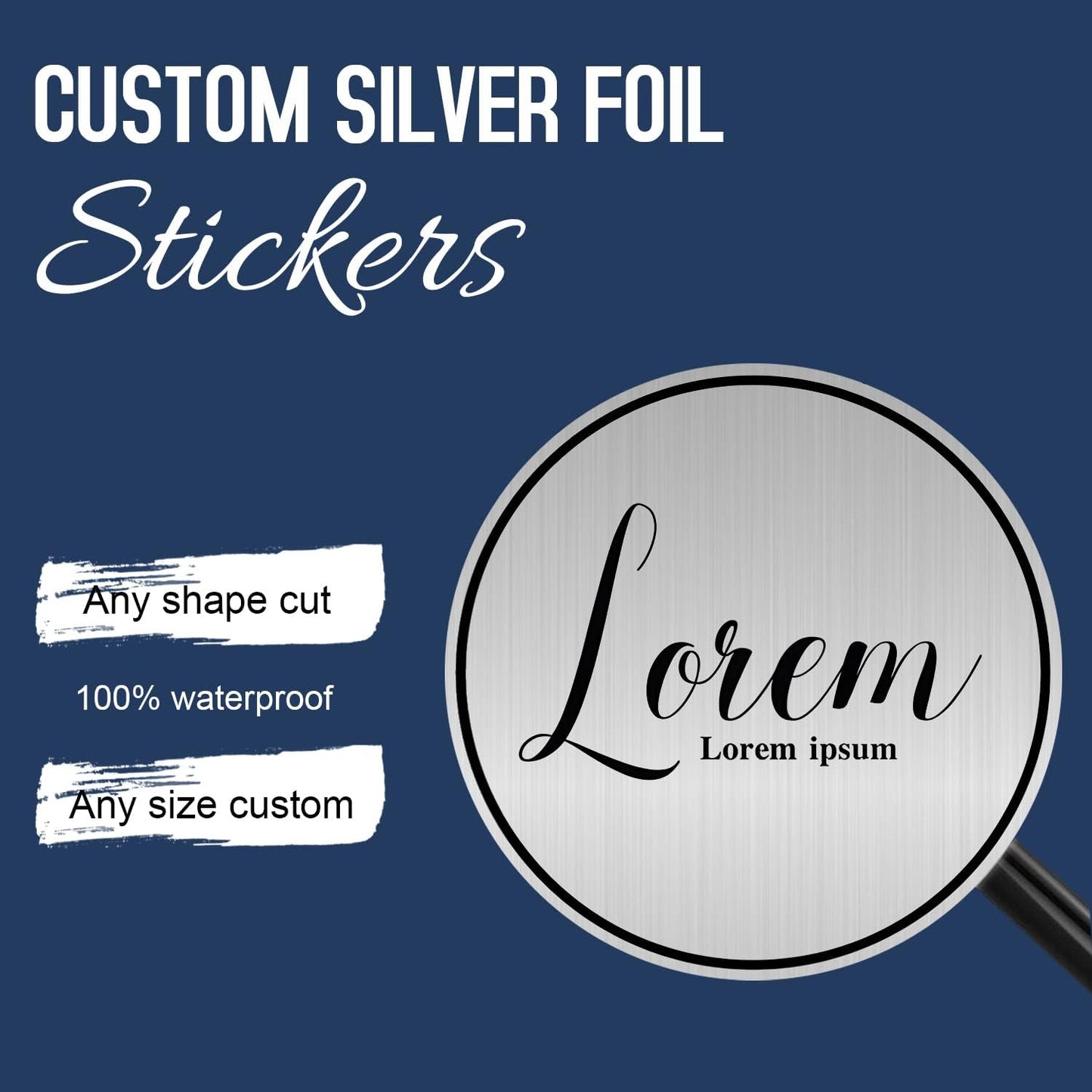 Custom Logo Stickers for Business, Personalised Logo Labels, Waterproof, Perfect for Branding & Packaging (Brushed Silver)