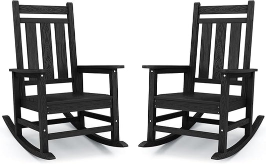 KINGYES Oversized Outdoor Rocking Chair Set of 2, All-Weather Patio Rocking by KINGYES