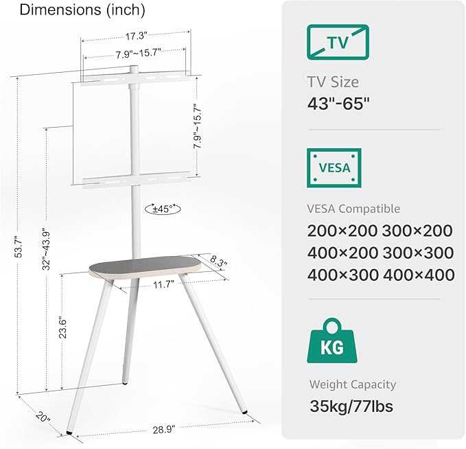 White Metal Tripod Easel TV Stand - Image 7