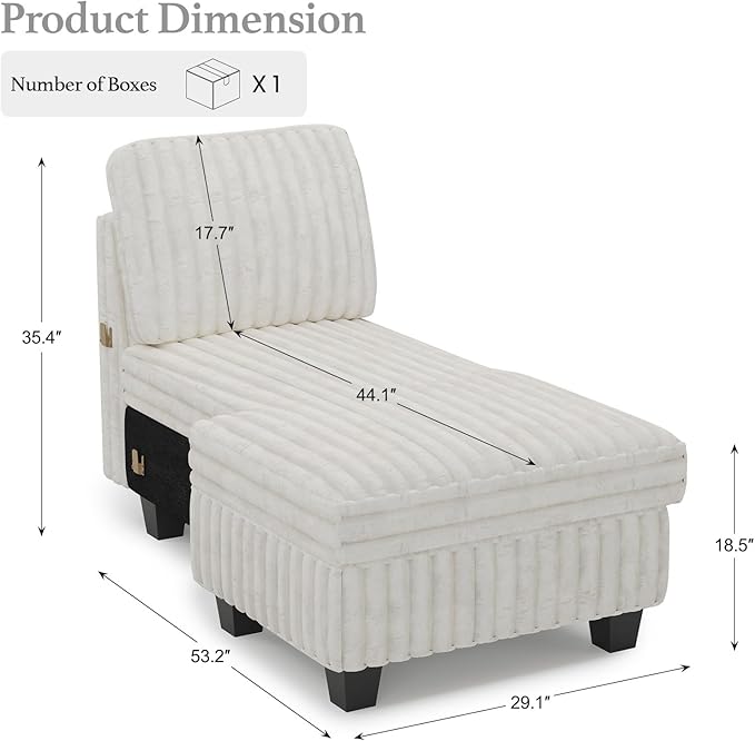 Belffin Modular Sectional Storage Chaise Module - Image 2
