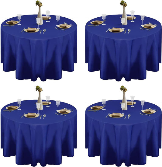EMART Round Tablecloth Blue (4 Pack) 120 inch Circular Polyester Table Cover for Wedding Decor, Birthday Party, Banquet and Formal Events