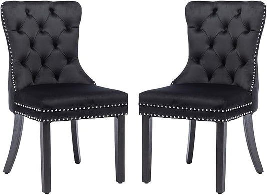 KCC Velvet Dining Chairs Set of 2, Upholstered High-end Tufted Dining Room Chair by KCC