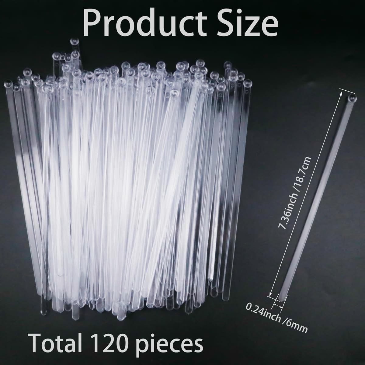120 Pieces Ball Head Stirrer Disposable Plastic Round Top Crystal Swizzle Sticks, Crystal Cake Pops, Cocktail Coffee Drink Stirrers