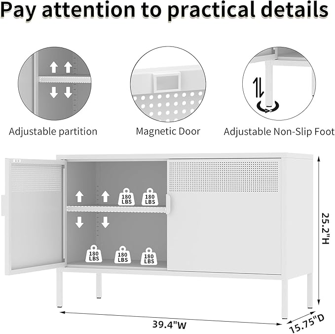 White Metal Storage Cabinet - Image 2