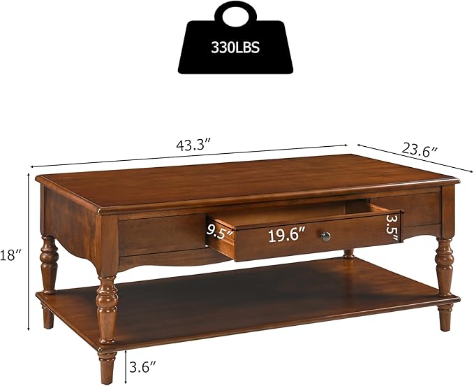Rectangle Coffee Table with Drawers - Image 2