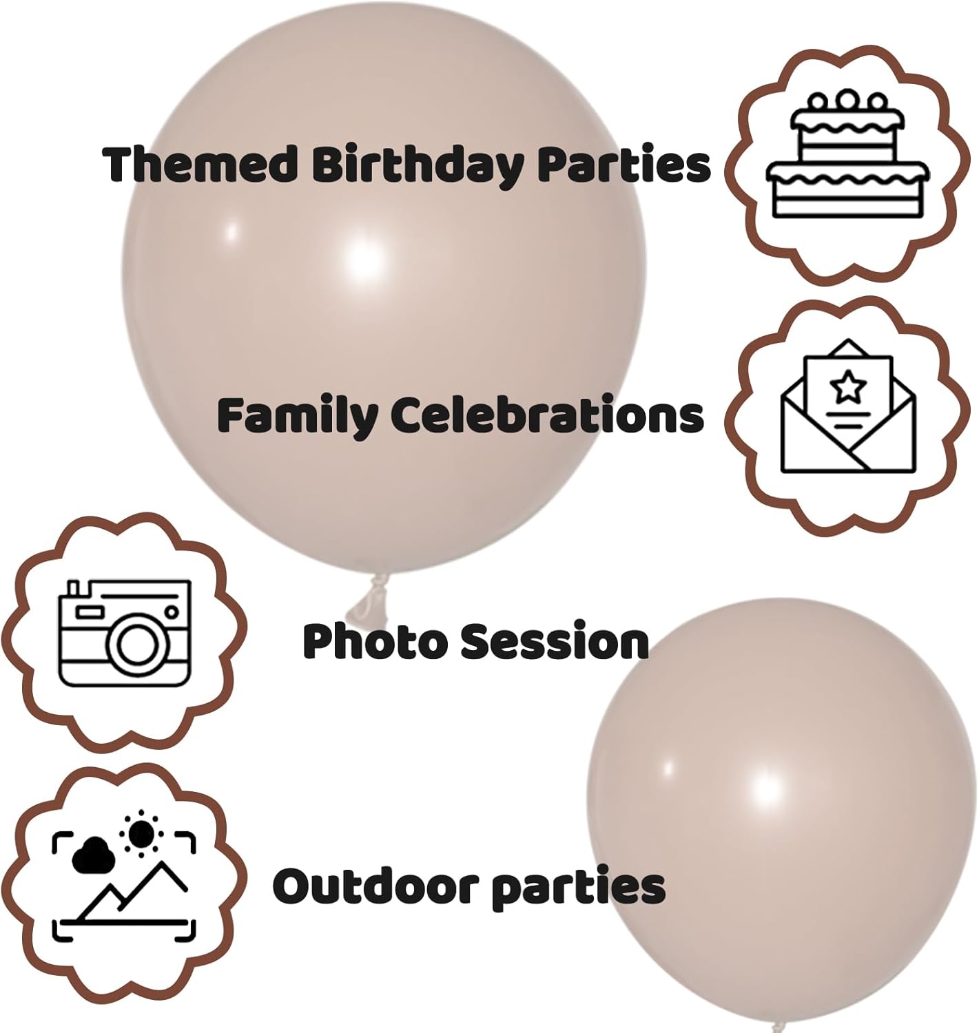 110pcs Brown Balloon 12 inch, Brown Latex Balloons for Birthday Party Baby Shower Wedding(with 2 Ribbons).