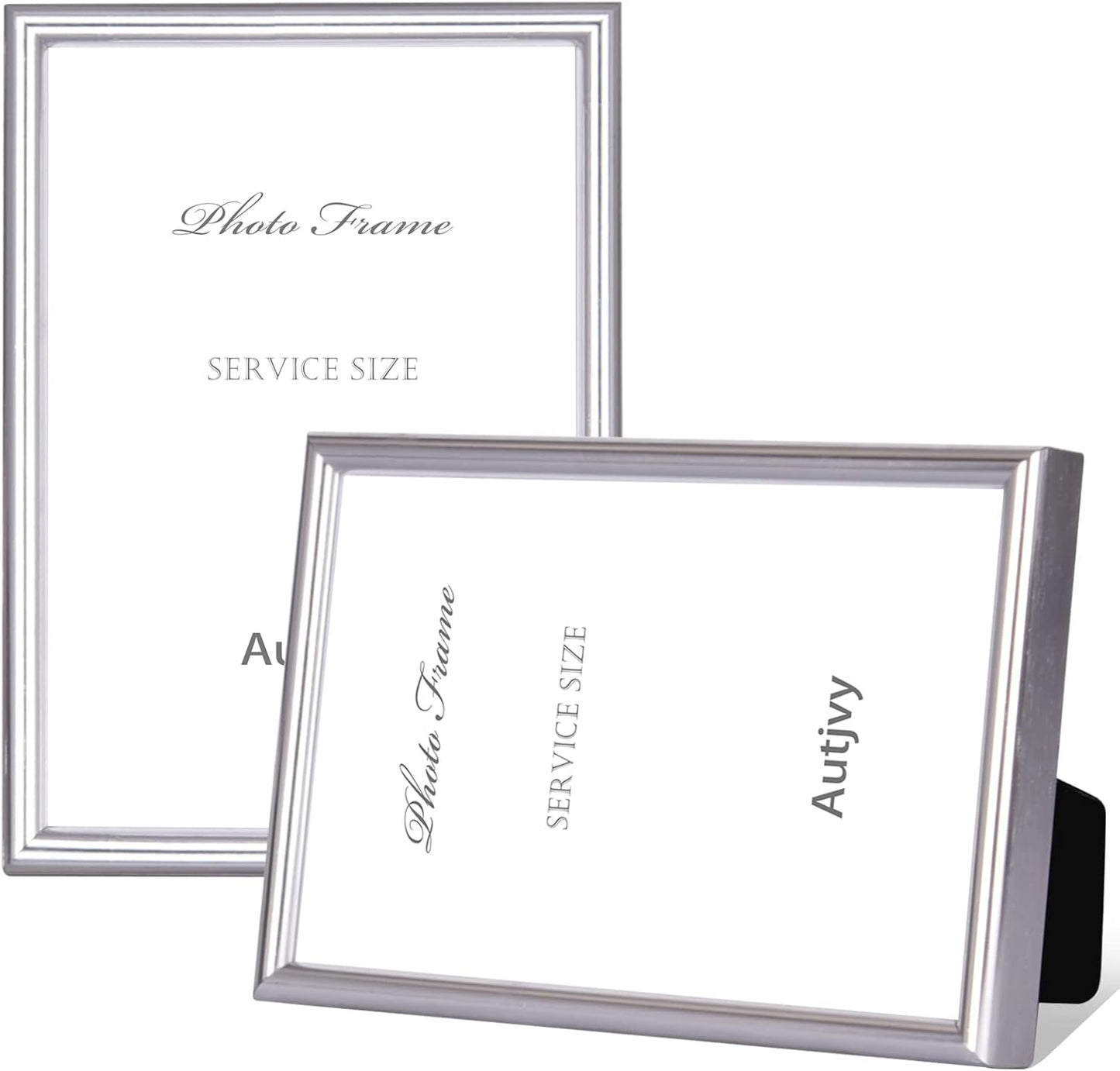 6x8 Picture Frame set of 2 Matte Silver Modern Simple Thin Aluminum Metal Photo Frame with HD Real Glass, Display for Tabletop and Wall Collage. (2 Pack)
