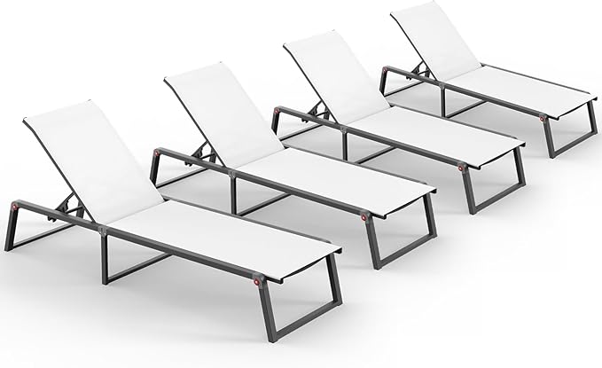 Aluminum Chaise Lounge Chair Outdoor, Foldable& No Assembly Patio Pool Lounge by Oasbira