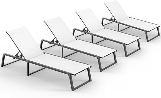 Aluminum Chaise Lounge Chair Outdoor, Foldable& No Assembly Patio Pool Lounge by Oasbira