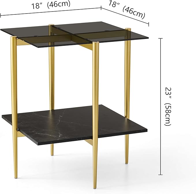 LumFurn Glass End Table, Mid-Century Modern Design Sofa Table, - Image 2