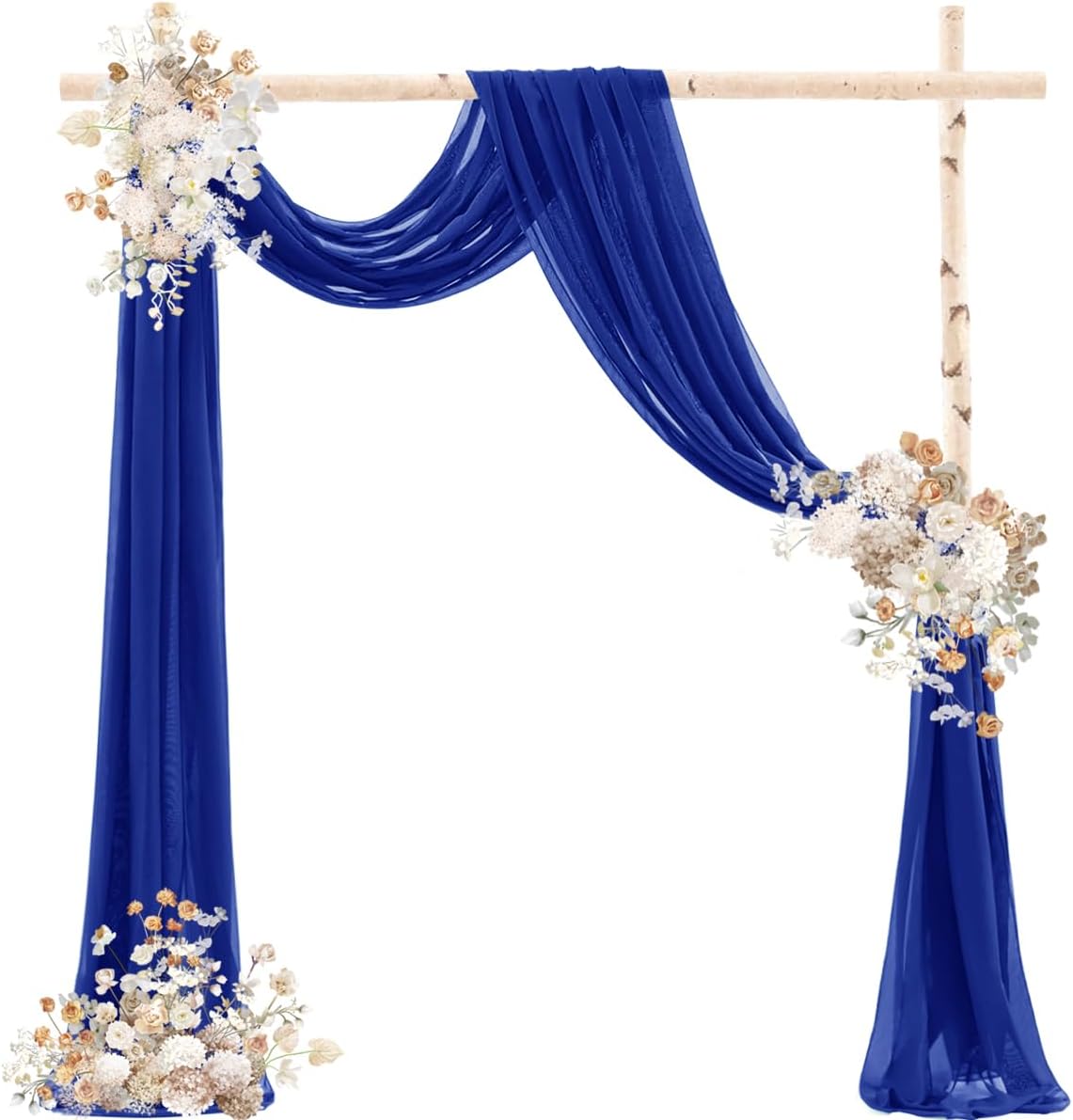Royal Blue Wedding Arch Draping Fabric 2 Panels 29" x 20 FT Blue Wedding Drapes for Backdrop Sheer Curtain Drapes for Romantic Bridal Baby Shower Ceremony Birthday Party Fall Outdoor Events