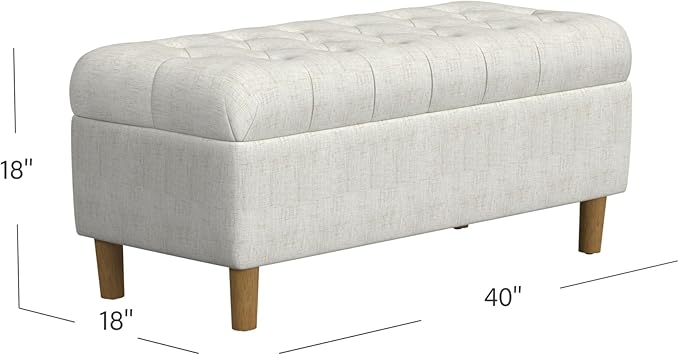 Homepop Home Decor | Tufted Ainsley Button Storage Ottoman Bench - Image 3