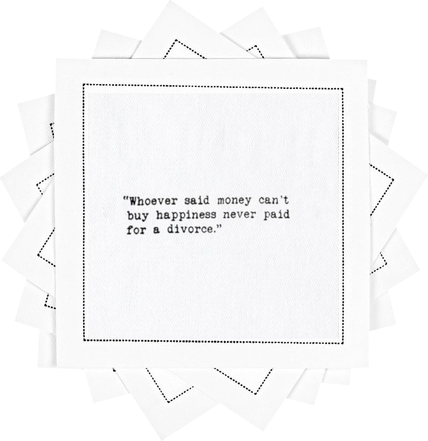 FIVE STAR NAPKINS Divorce Quotes, White Cotton Cocktail Napkins, Beverage Napkins, Bar Napkins, Cloth Napkins, Party Napkins, Events, Holidays, Weddings, Birthdays, Disposable, 4.5'' x 4.5''- (50x)