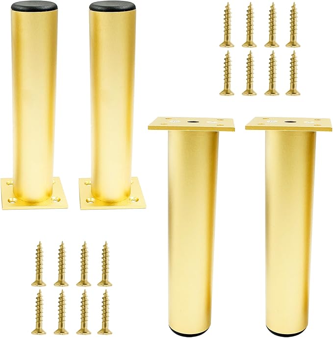 Set of 4 Aluminum Alloy Furniture Legs 12 Inch Height, 1.5 Inch Diameter by Kyuionty