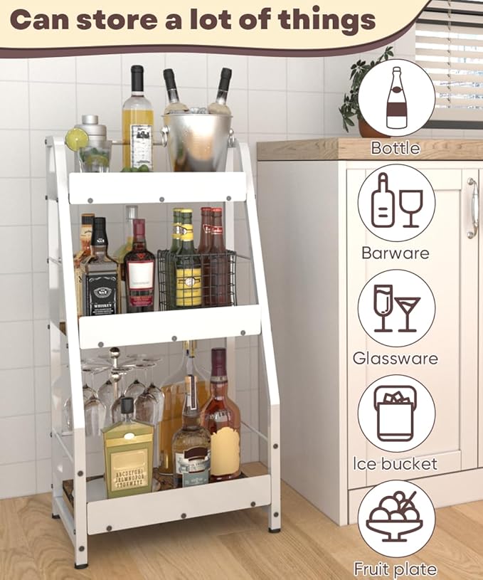 3-Tier Liquor Stand for Home Bar, Trapezoid Freestanding Whisky Bottle Holder - Image 6