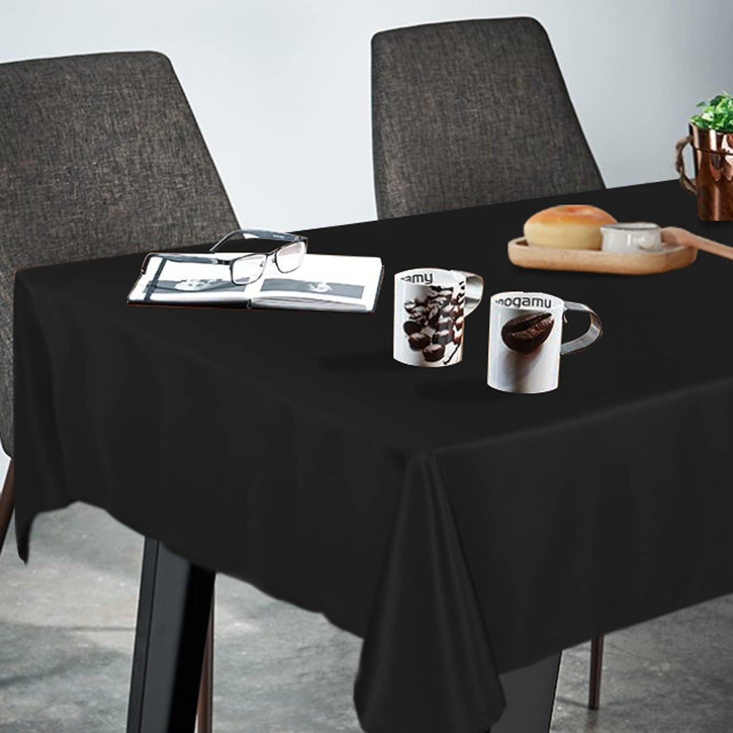 Fitable Rectangle Tablecloth Stain and Wrinkle Resistant Washable Polyester Table Cloth for Buffet Parties and Camping (70x108 inch, Black)