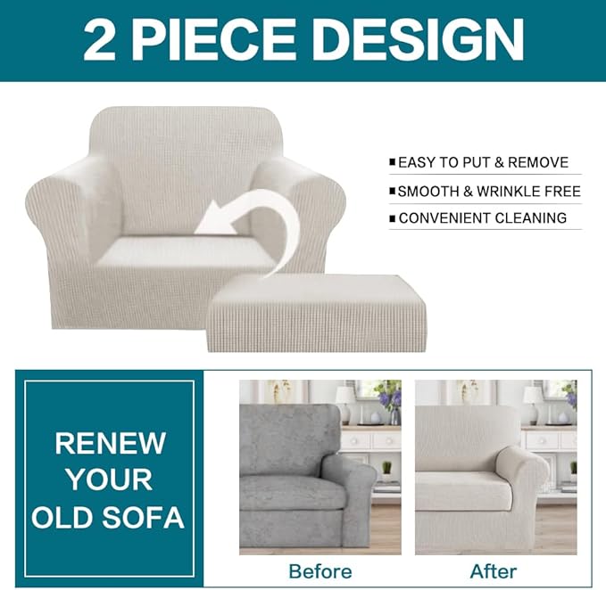 Turquoize 2 Piece Chair Covers Armchair Slipcovers - Image 4