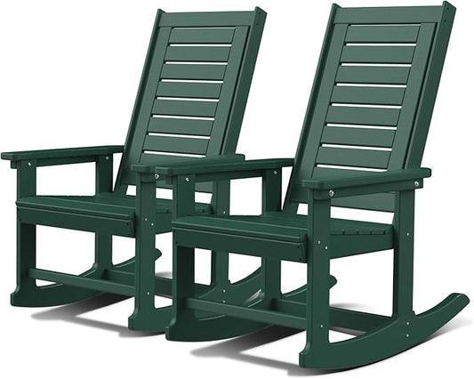 GREENVINES Outdoor Rocking Chairs | Set of 2 | Porch Rocker | HDPE Plastic | by GreenVines
