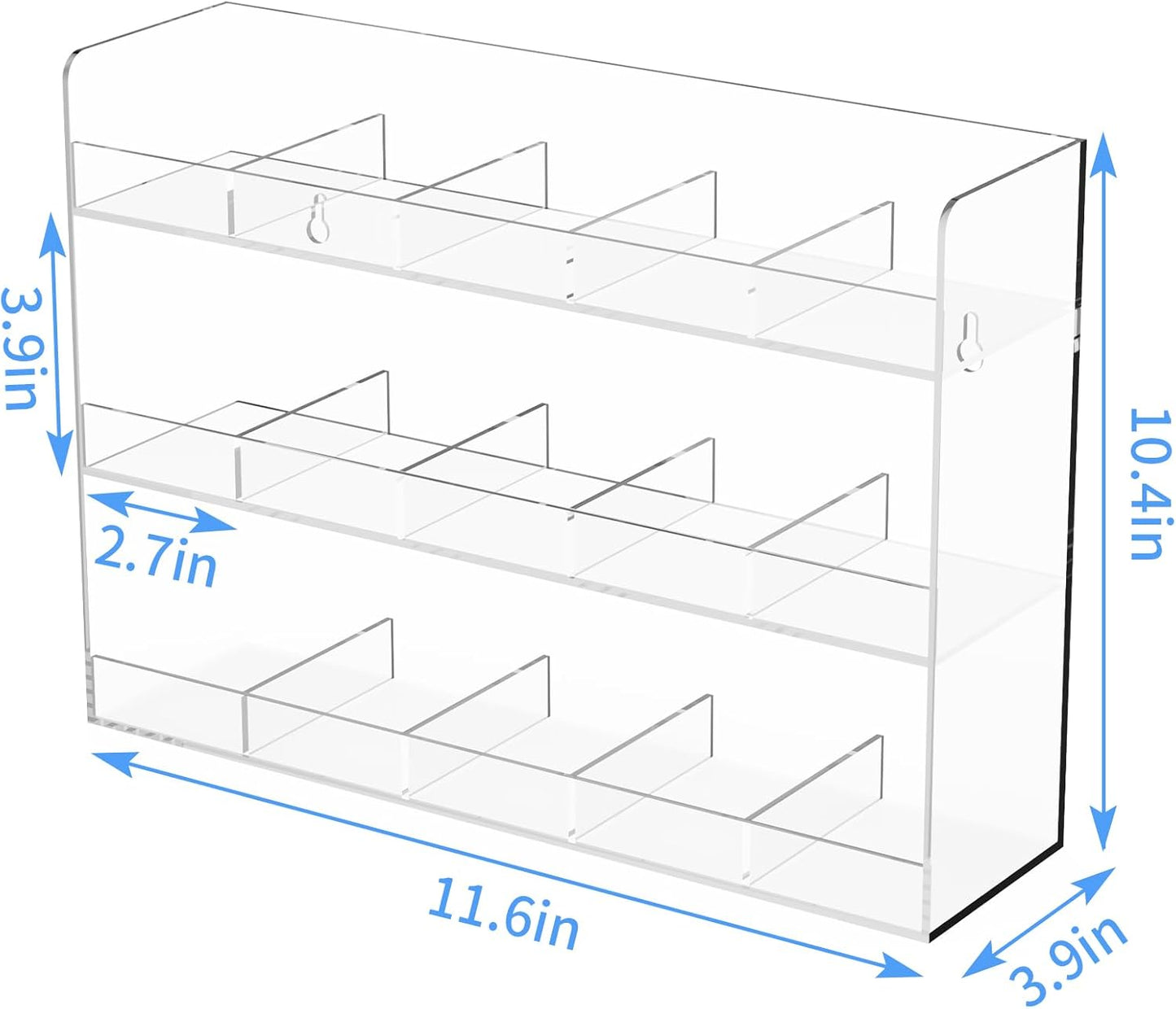 Acrylic Tea Bag Organizer, 3 Layers Tea Bag Holder for Tea Packets, No Assembly Required, Wall Mount Display Tea Caddy for Countertop or Cabinet, 15 Slots