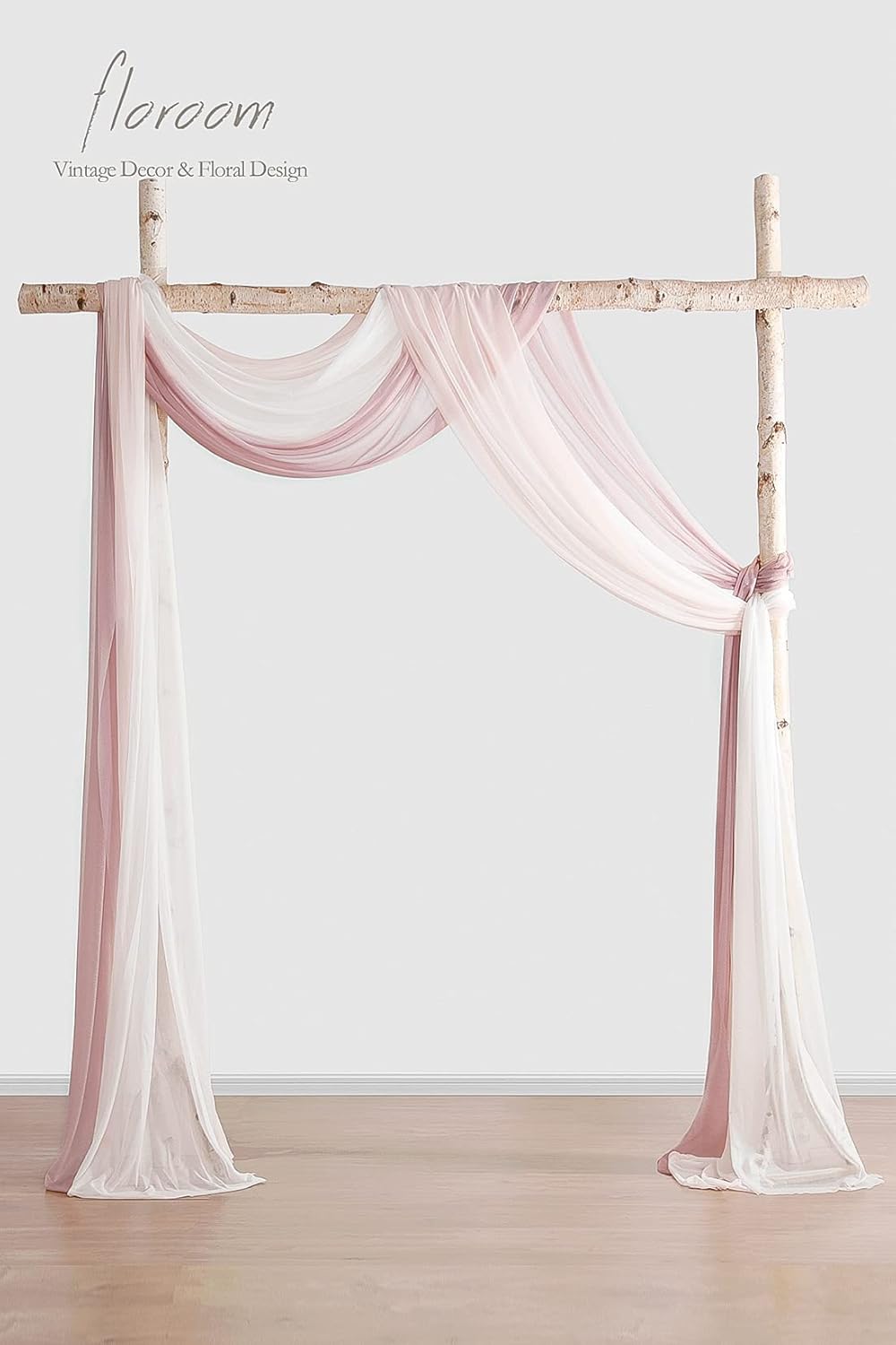 Floroom Wedding Arch Draping Fabric 3 Panels 20Ft Chiffon Fabric Drapes Arbor Drapery Wedding Ceremony Reception Swag Decorations (Dusty Rose +Blush +White)