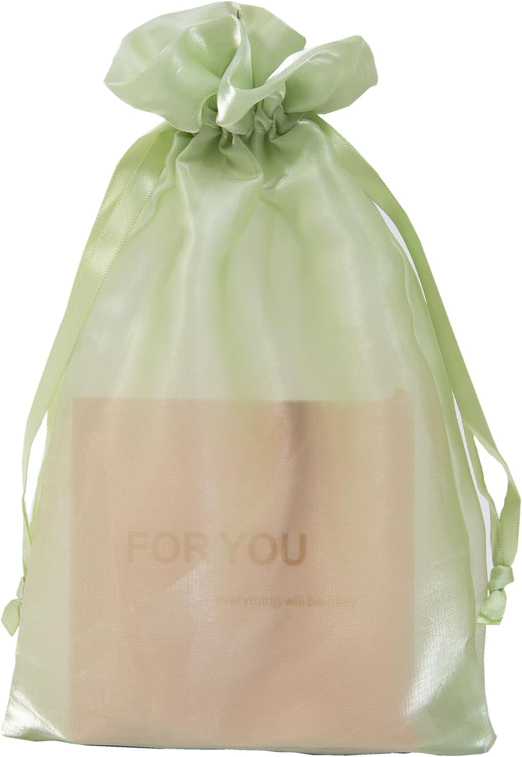 QIANF 20 Pcs Light Green Organza Bags 6X9 inch for Wedding Favors with Drawstring, Mesh Gift Bags Jewelry Pouch for Candy Bridal Shower Party Favor Baby Shower Christmas