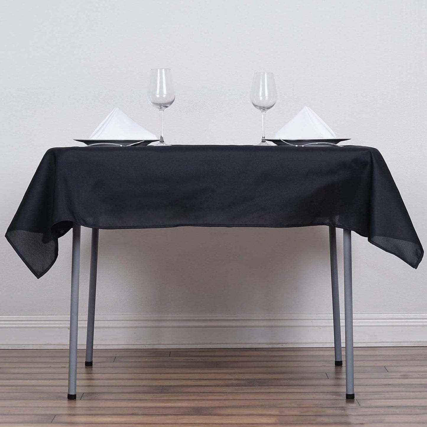 Efavormart 54x54 Black Wholesale Linens Seamless Polyester Square Linen Tablecloth for Wedding Banquet Party Restaurant