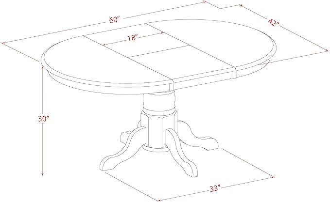 East West Furniture AAVT-BLK-TP Avon Kitchen Dining Table - Image 3