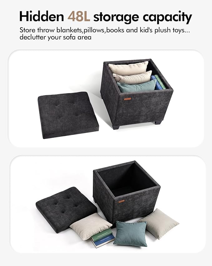 ABHENG Chenille Cover Steel Frame Ottoman - Image 6