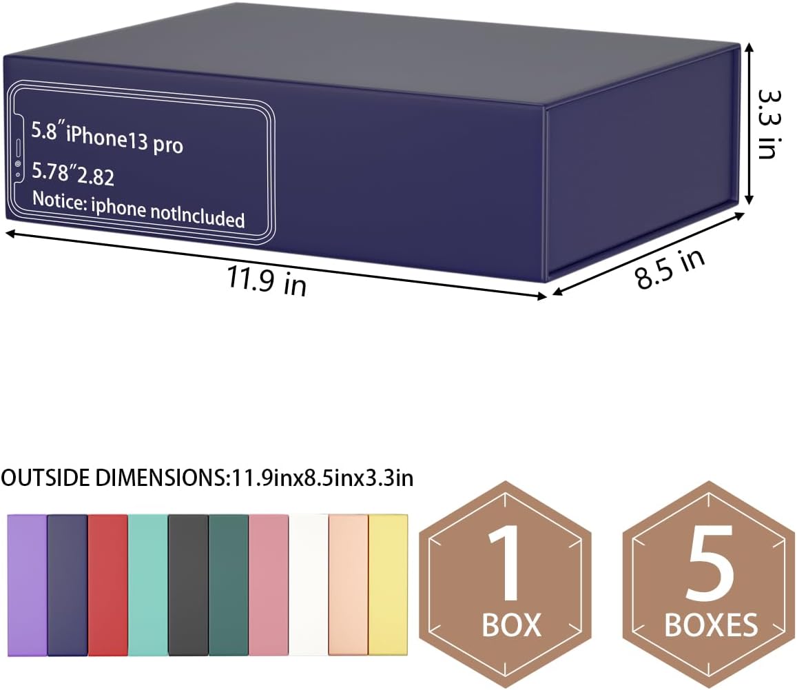 Blue Gift Box 11.9" x 8.5" x 3.3" with Magnetic Closure Lid Boex for Presents,Bridesmaid Gifts Box,Cute Box,Birthday Boxs,Luxury for Gift Packaging, Magnetic Gifts Boxe for Wrapping